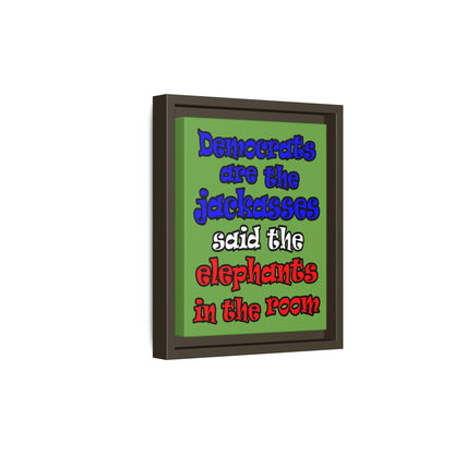 donkeys and elephants - framed canvas art (green)