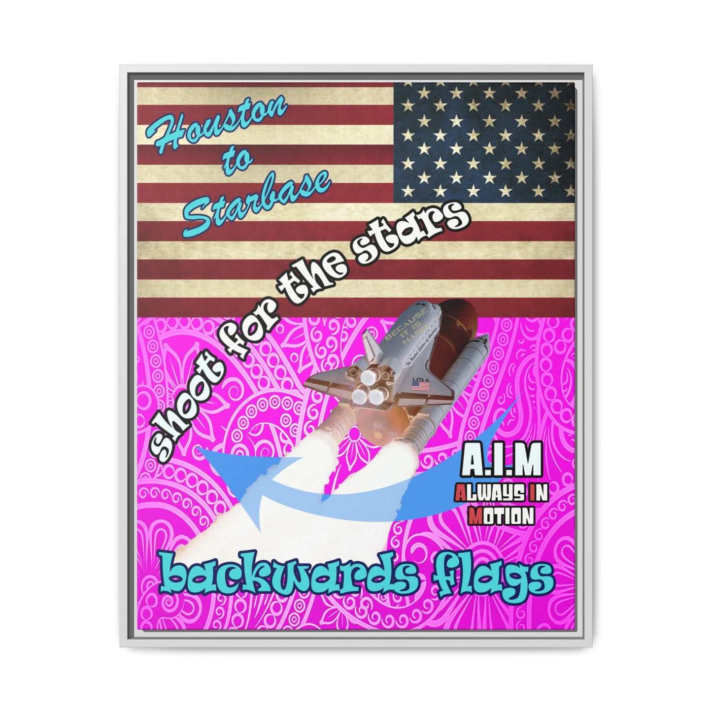shoot for the stars - framed canvas art (pink swirl)