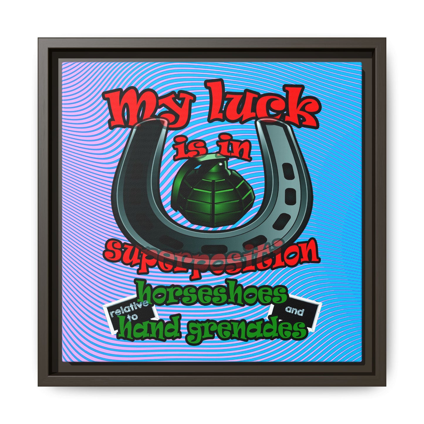 my luck - framed canvas art (light blue-purple wave)