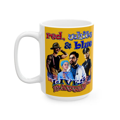 rw&b lives matter - White Mug (yellow)