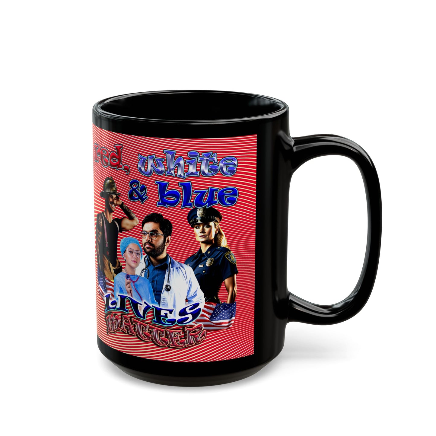 rw&b lives matter - Black Mug (yellow-orange wave)