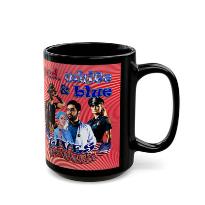 rw&b lives matter - Black Mug (yellow-orange wave)