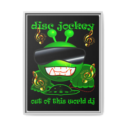 disc jockey - framed canvas art (black)