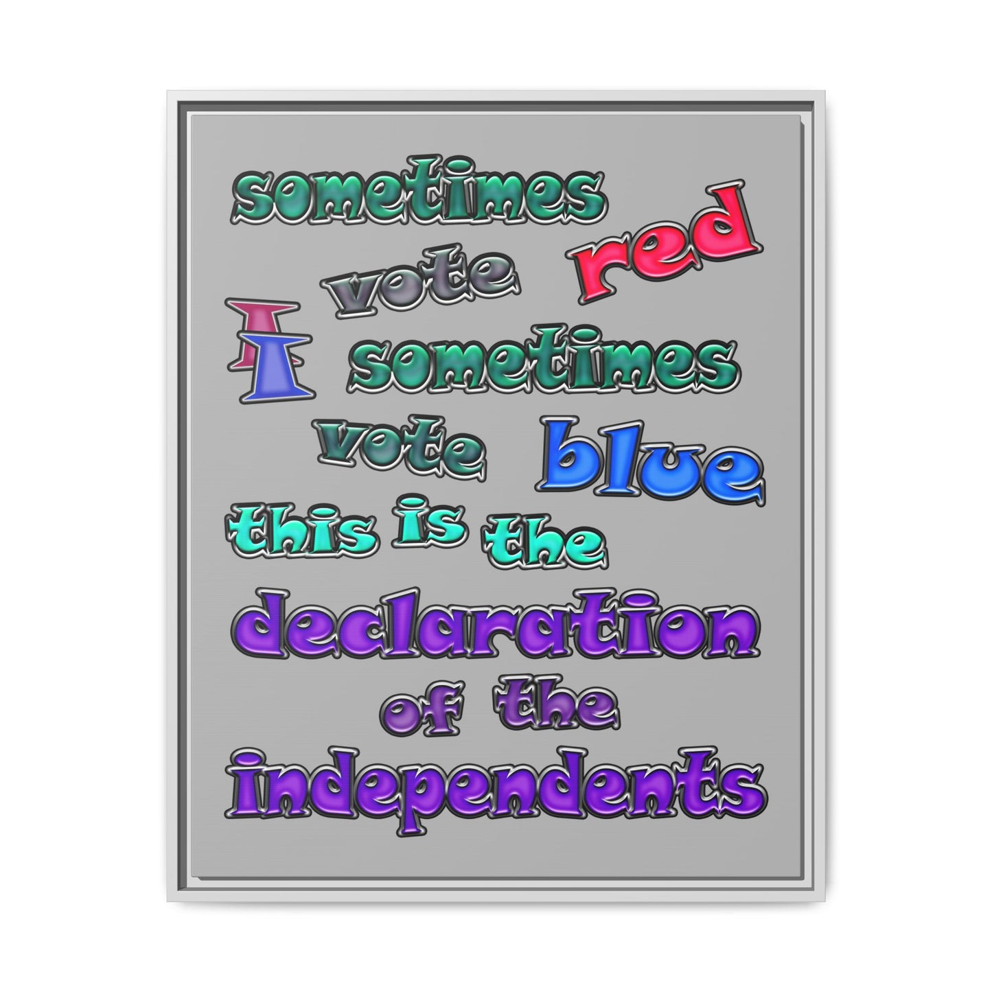 declaration of the independents - framed canvas art (light grey)