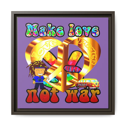 love peace - framed canvas art (light purple)