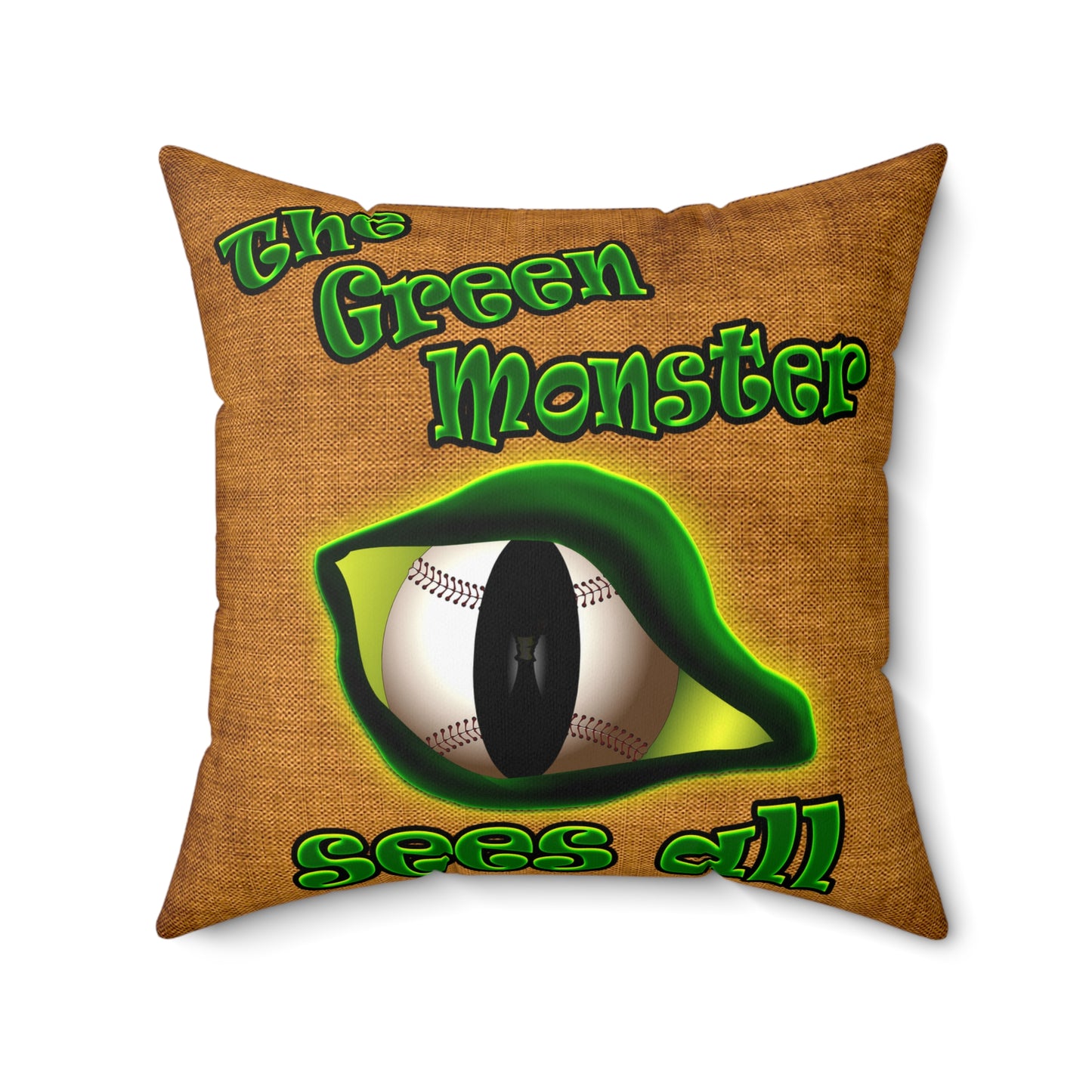 green monster - Spun Polyester Square Pillow - (dichromatic brown papyrus)