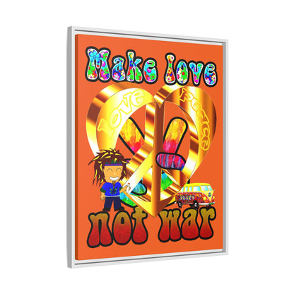 love peace - framed canvas art (orange)