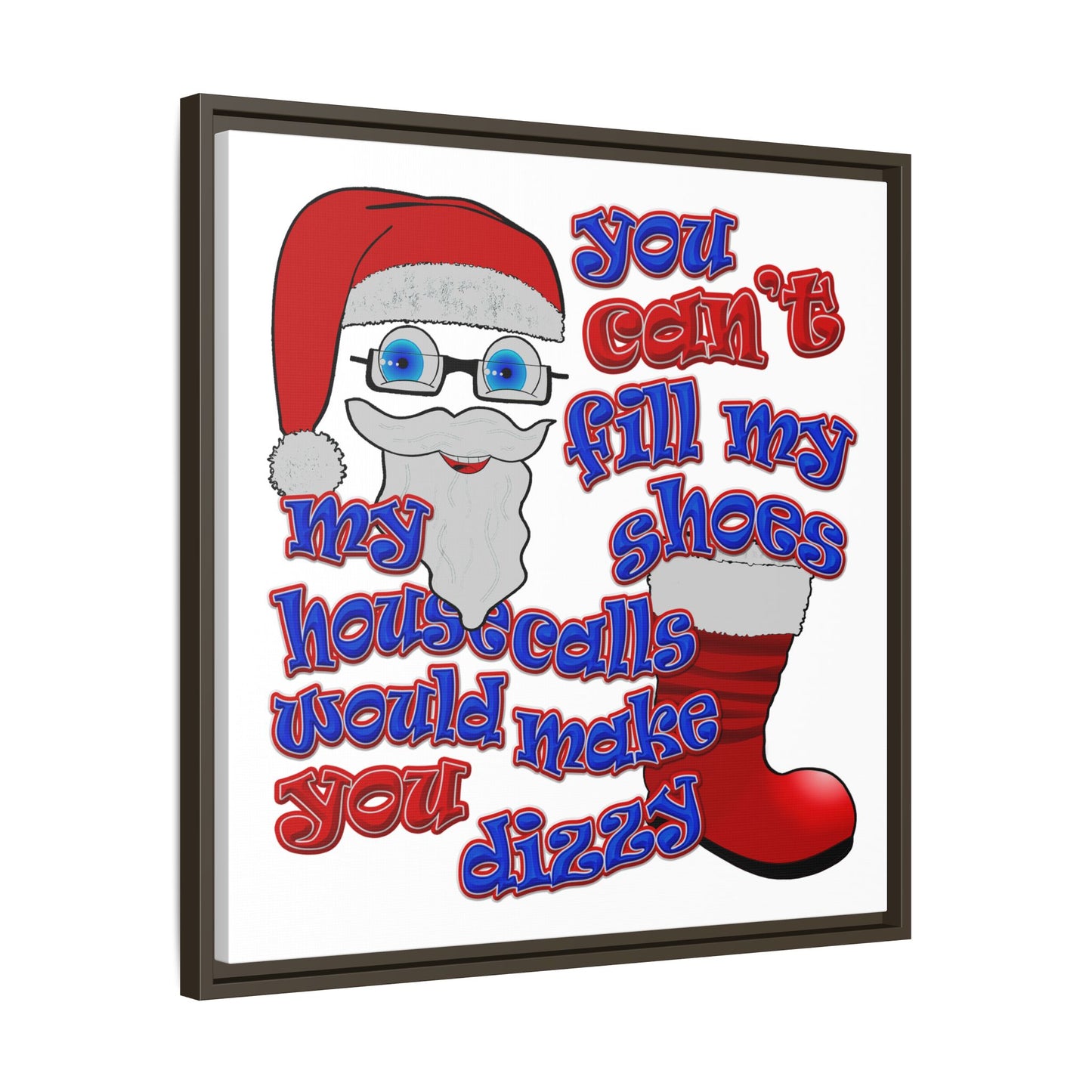 santa's shoes - framed canvas art (white)