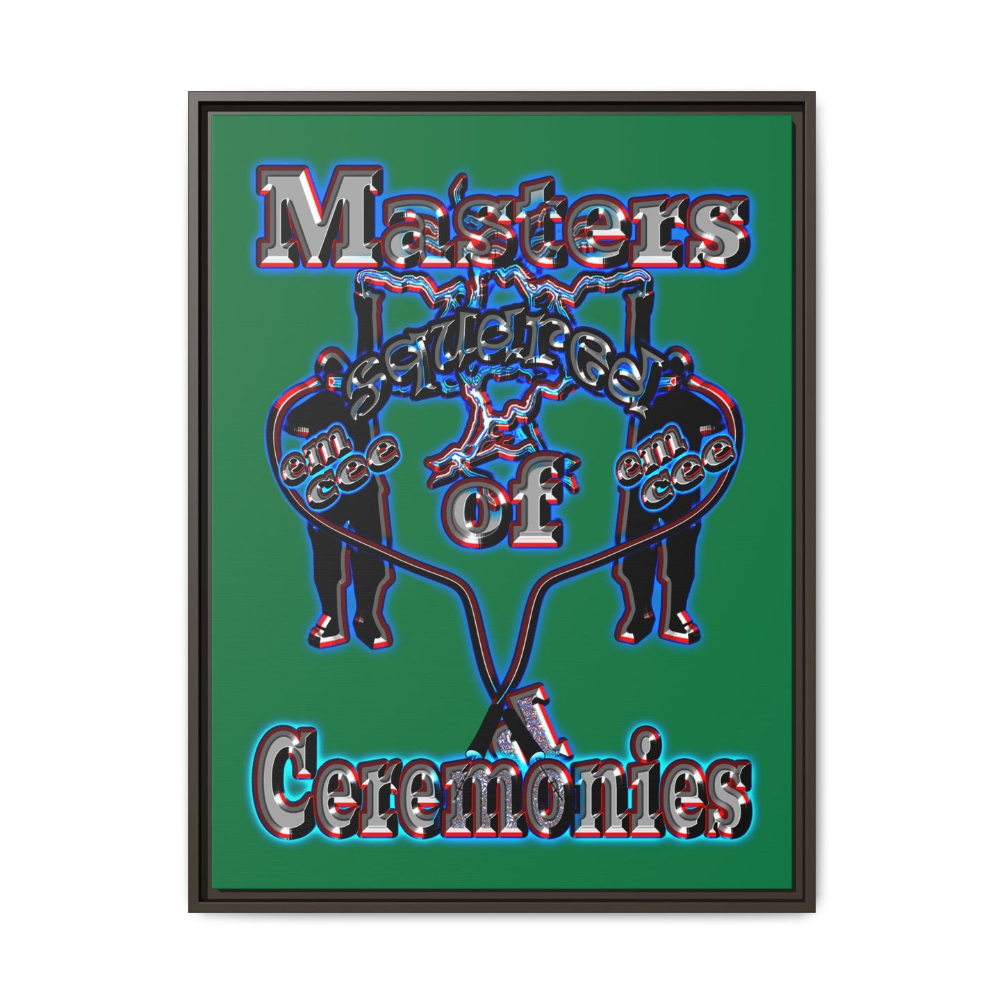 em cee squared - framed canvas art (dark green)