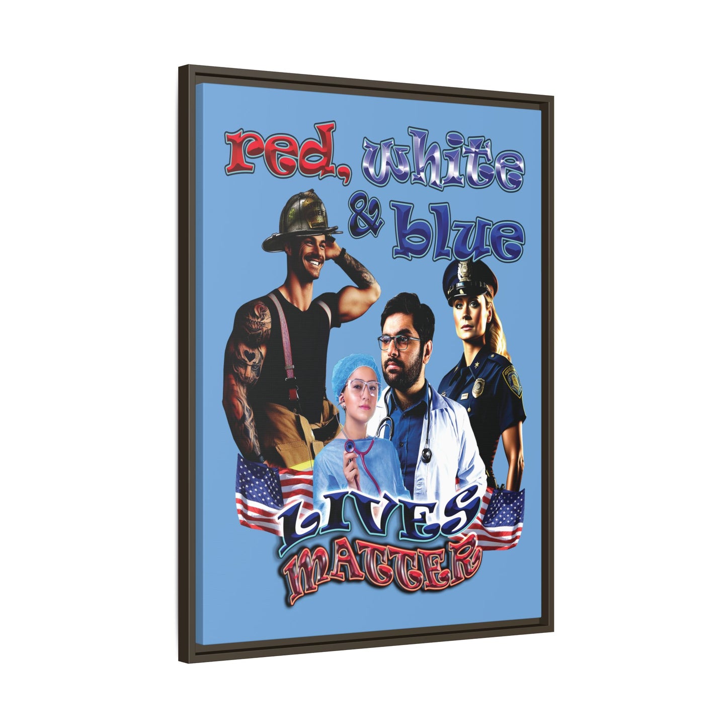 rw&b lives matter - framed canvas art (light blue)