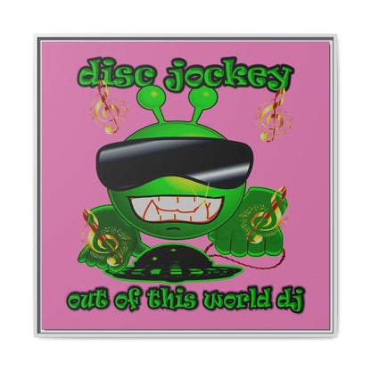 disc jockey - framed canvas art (light pink)