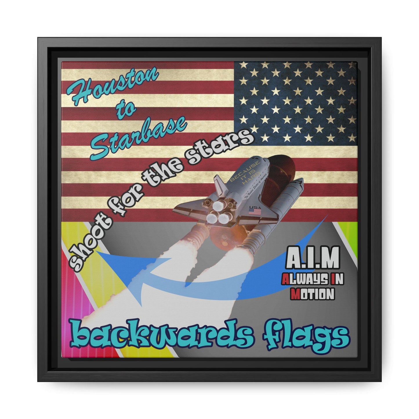 shoot for the stars - framed canvas art (rainbow split)