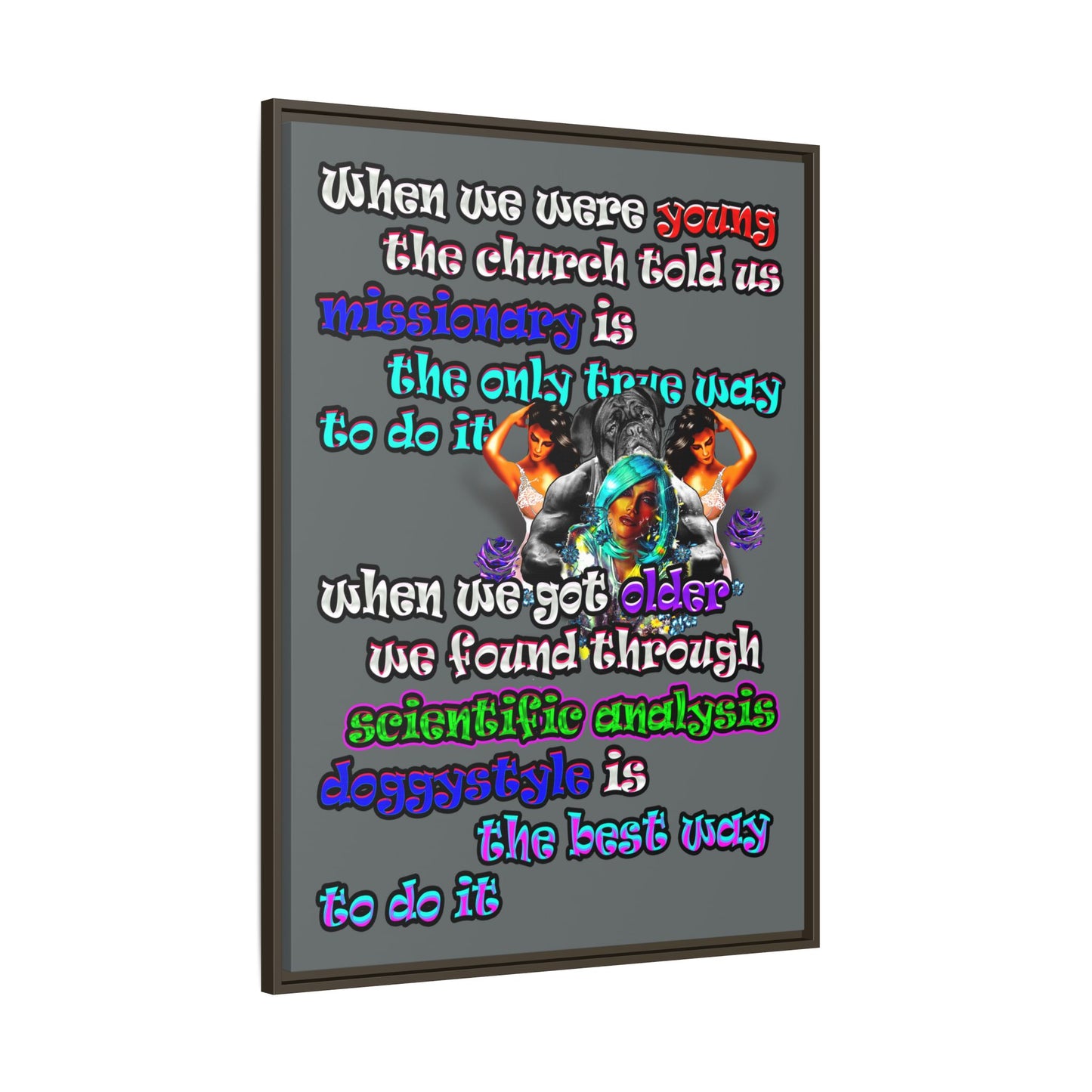 doggystyle - framed canvas art (dark grey)