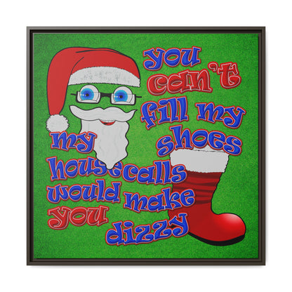 santa's shoes - framed canvas art (green turf)