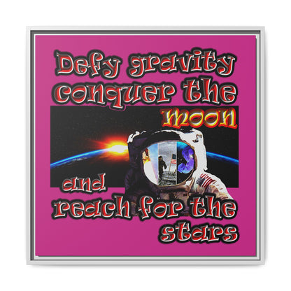defy conquer reach - framed canvas art (pink)