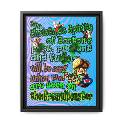 christmas spirits of boston - framed canvas art (light blue-purple wave)