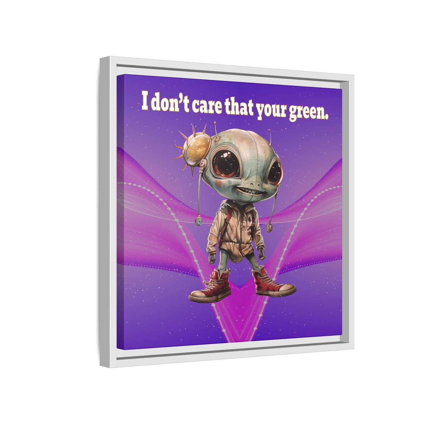 I don't care that your green - framed canvas art (purple-pink wave)