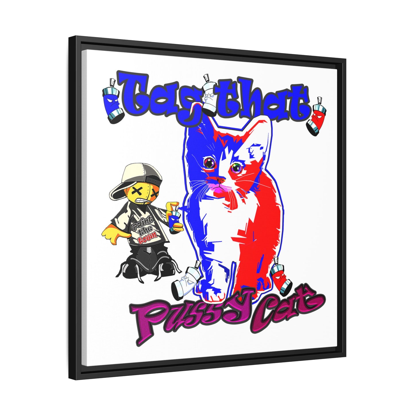 tag that - framed canvas art (white)