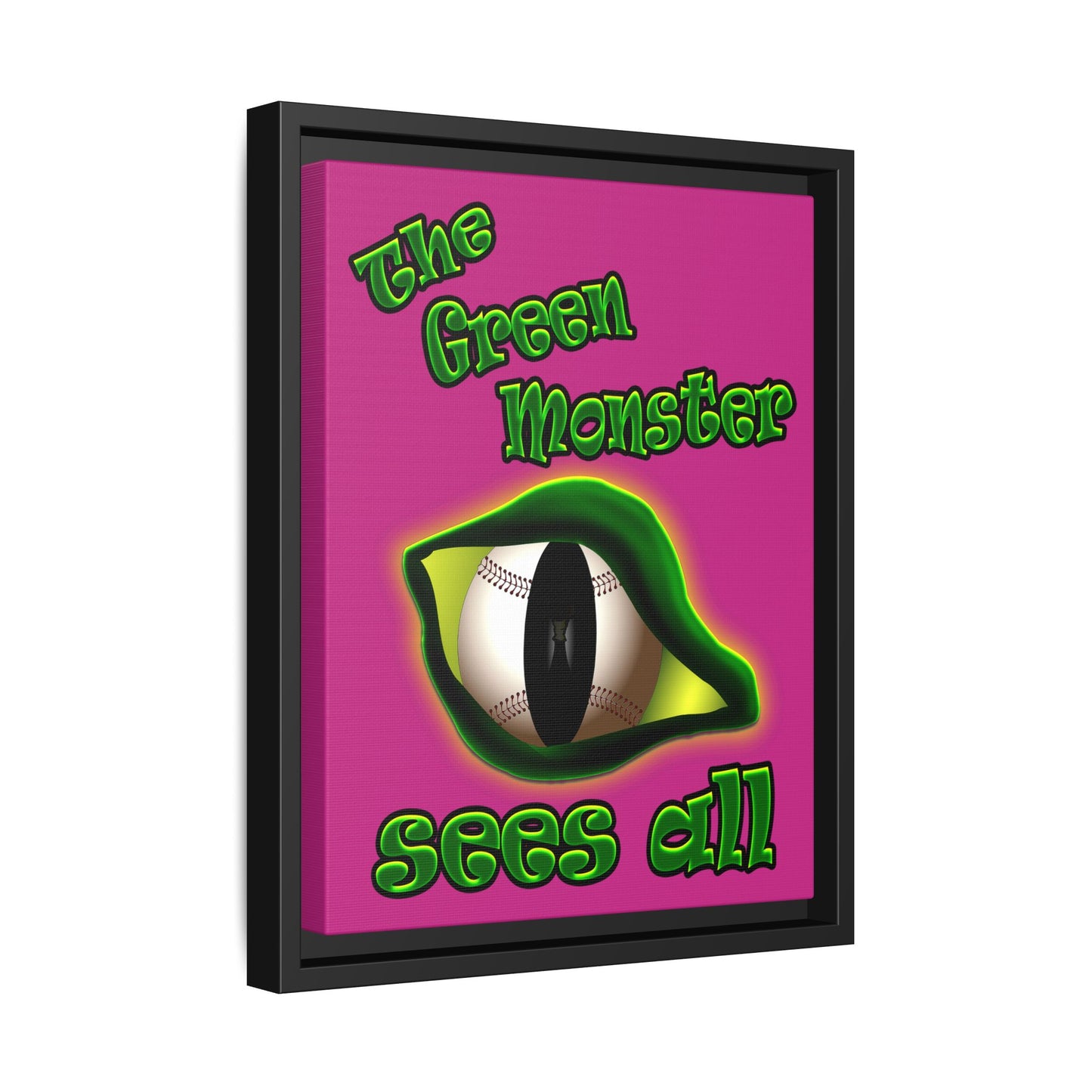 green monster - framed canvas art (pink)