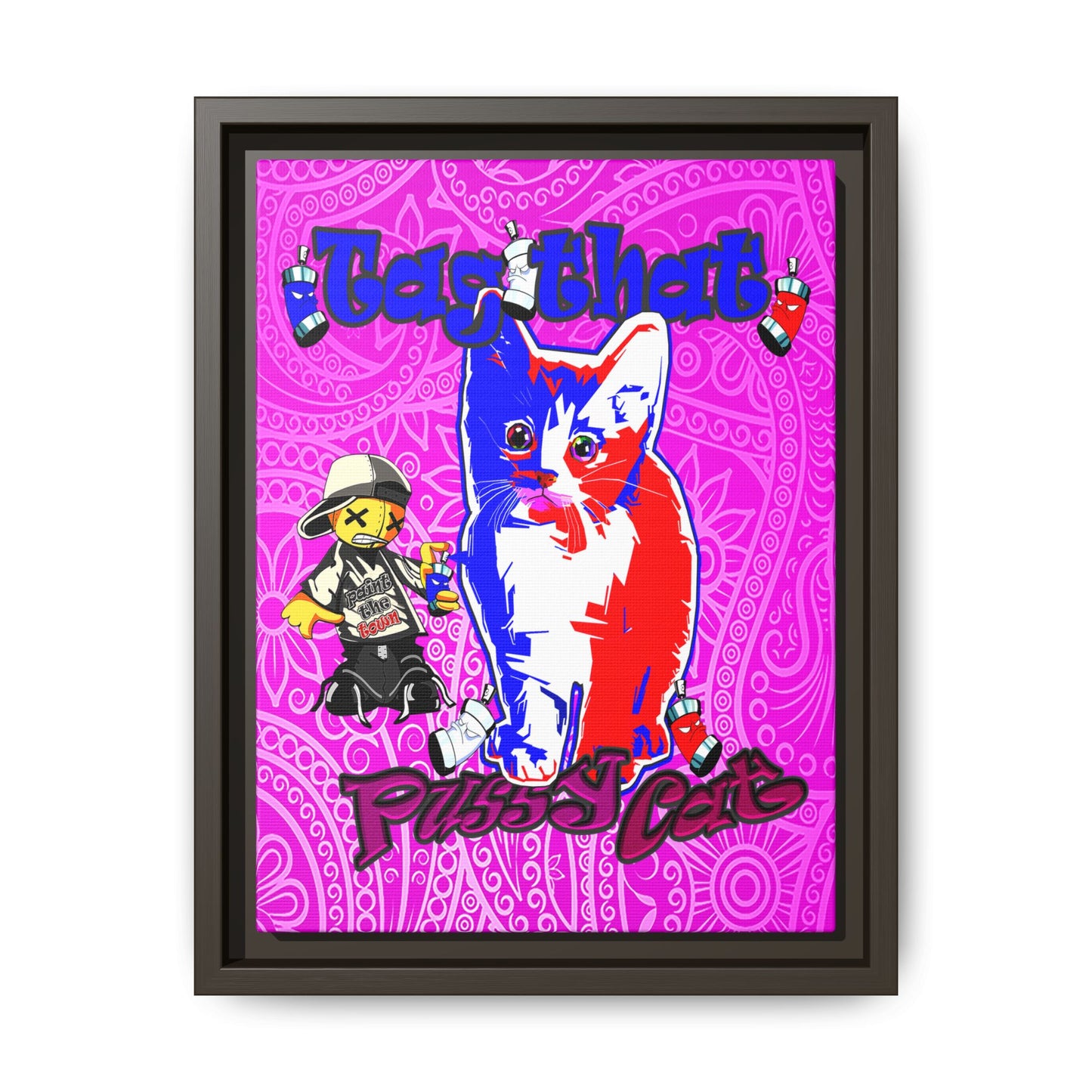 tag that - framed canvas art (pink swirl)