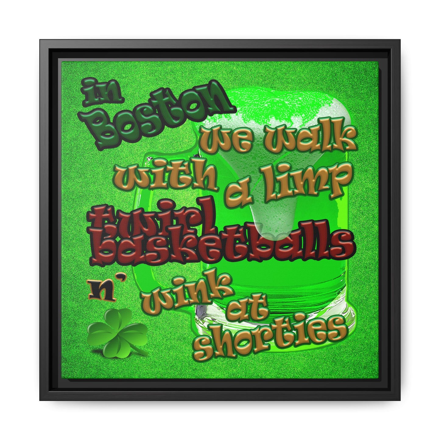 celtics logo - framed canvas art (green turf)
