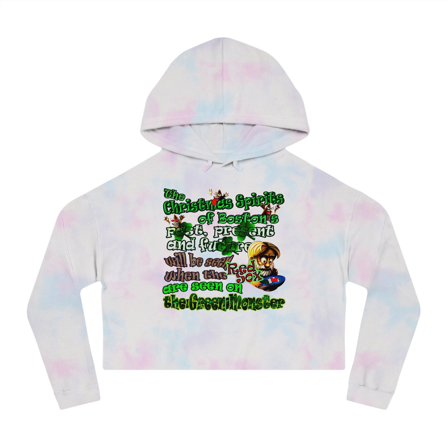 christmas spirits of boston - Women’s Cropped Hooded Sweatshirt