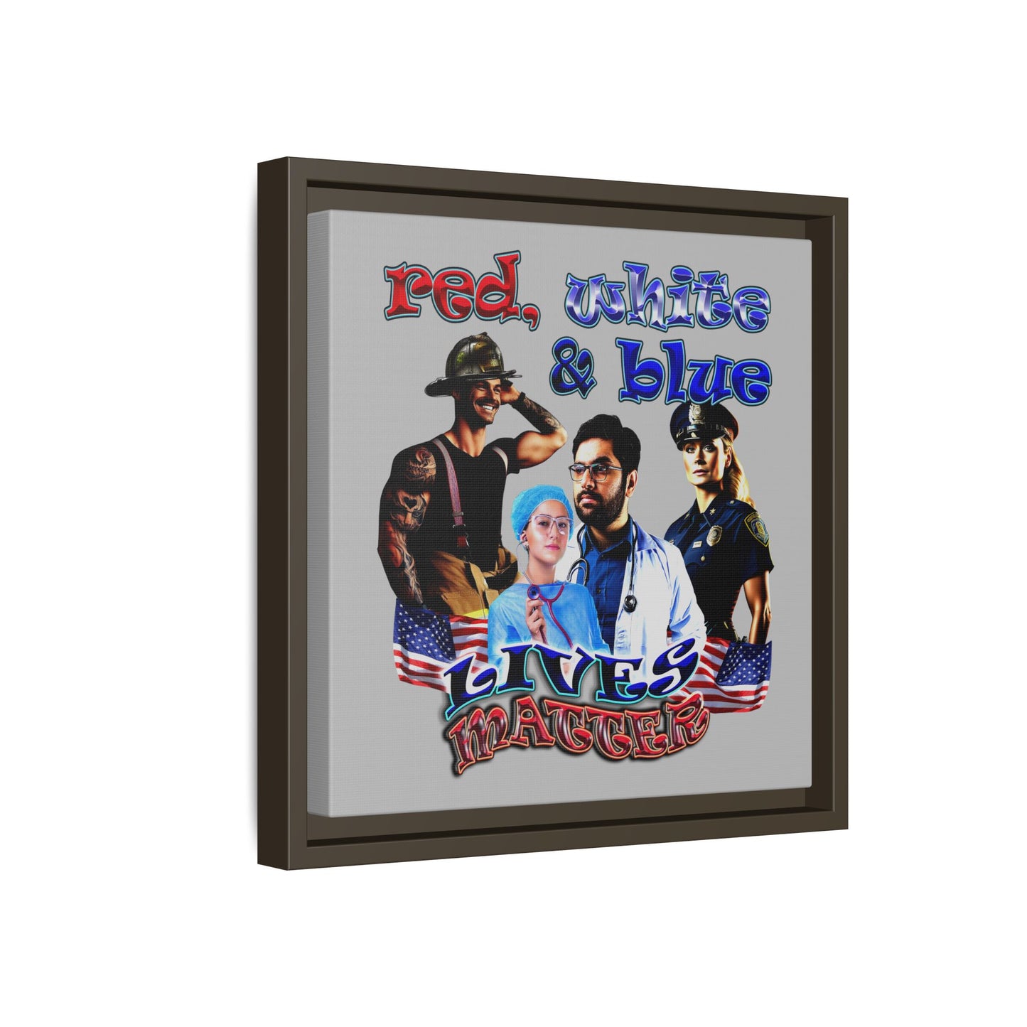 rw&b lives matter - framed canvas art (light grey)