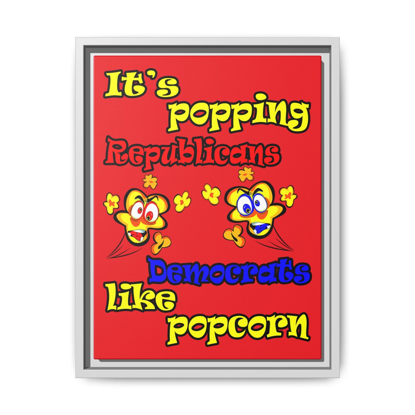 popping like popcorn - framed canvas art (red)