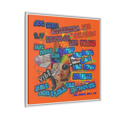 drop the beat - framed canvas art (orange)