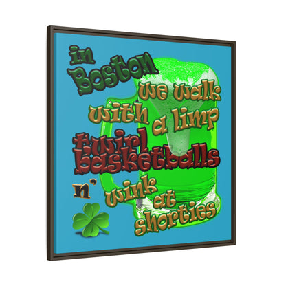 celtics logo - framed canvas art (turquoise)