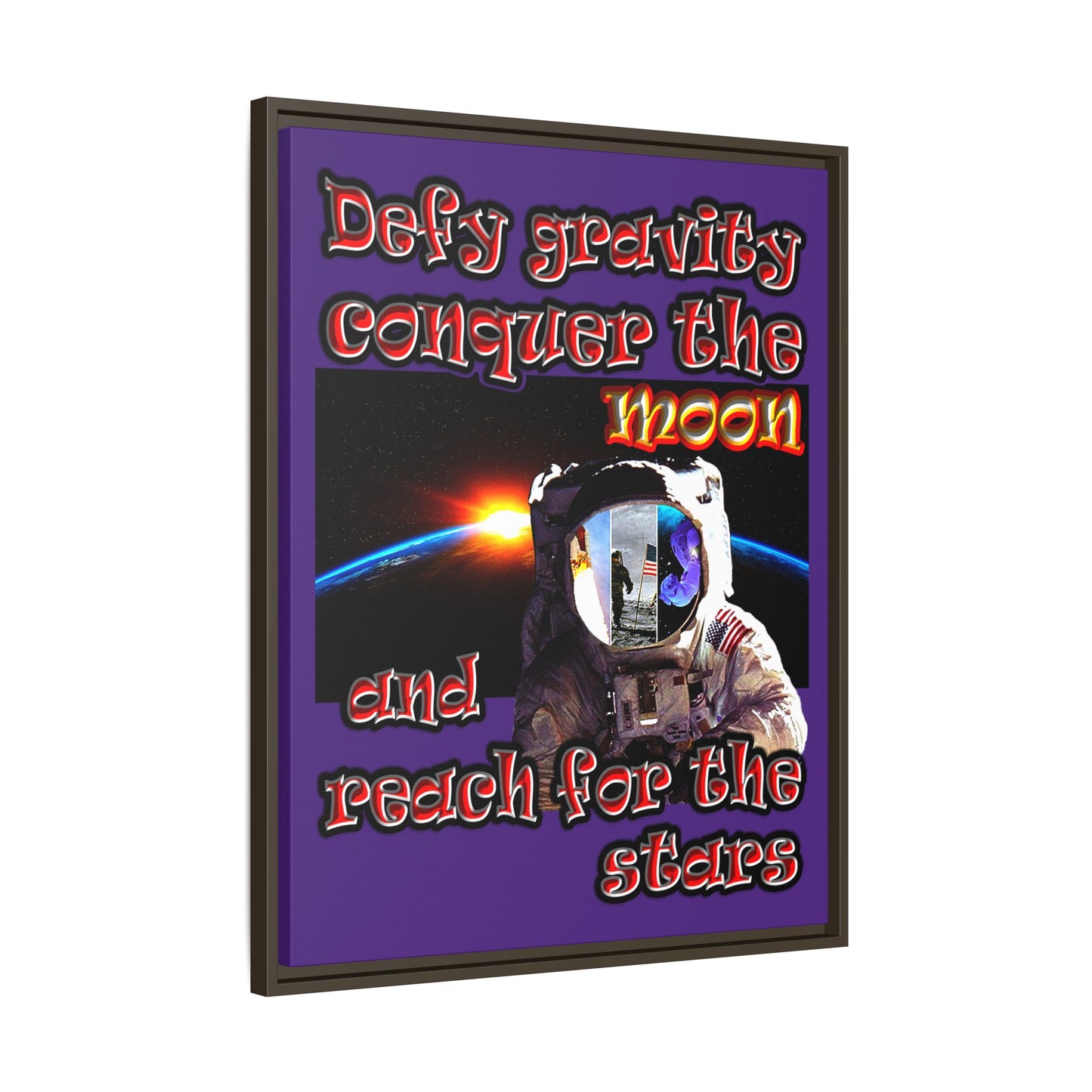 defy conquer reach - framed canvas art (purple)