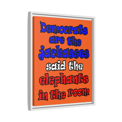 donkeys and elephants - framed canvas art (orange)