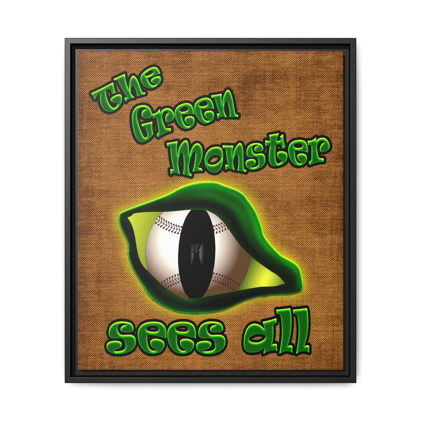 green monster - framed canvas art (brown papyrus)