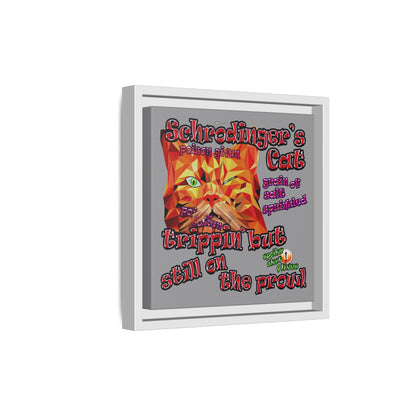 schrodinger's cat - framed canvas art (grey)