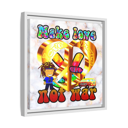 love peace - framed canvas art (white marble)