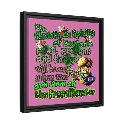 christmas spirits of boston - framed canvas art (light pink)