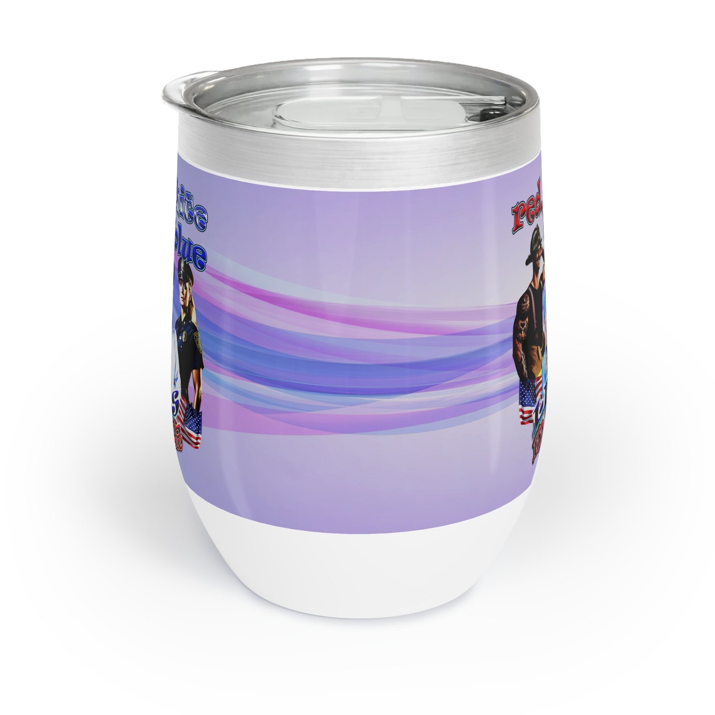 rw&b lives matter - Chill Wine Tumbler (light blue-pink wave)