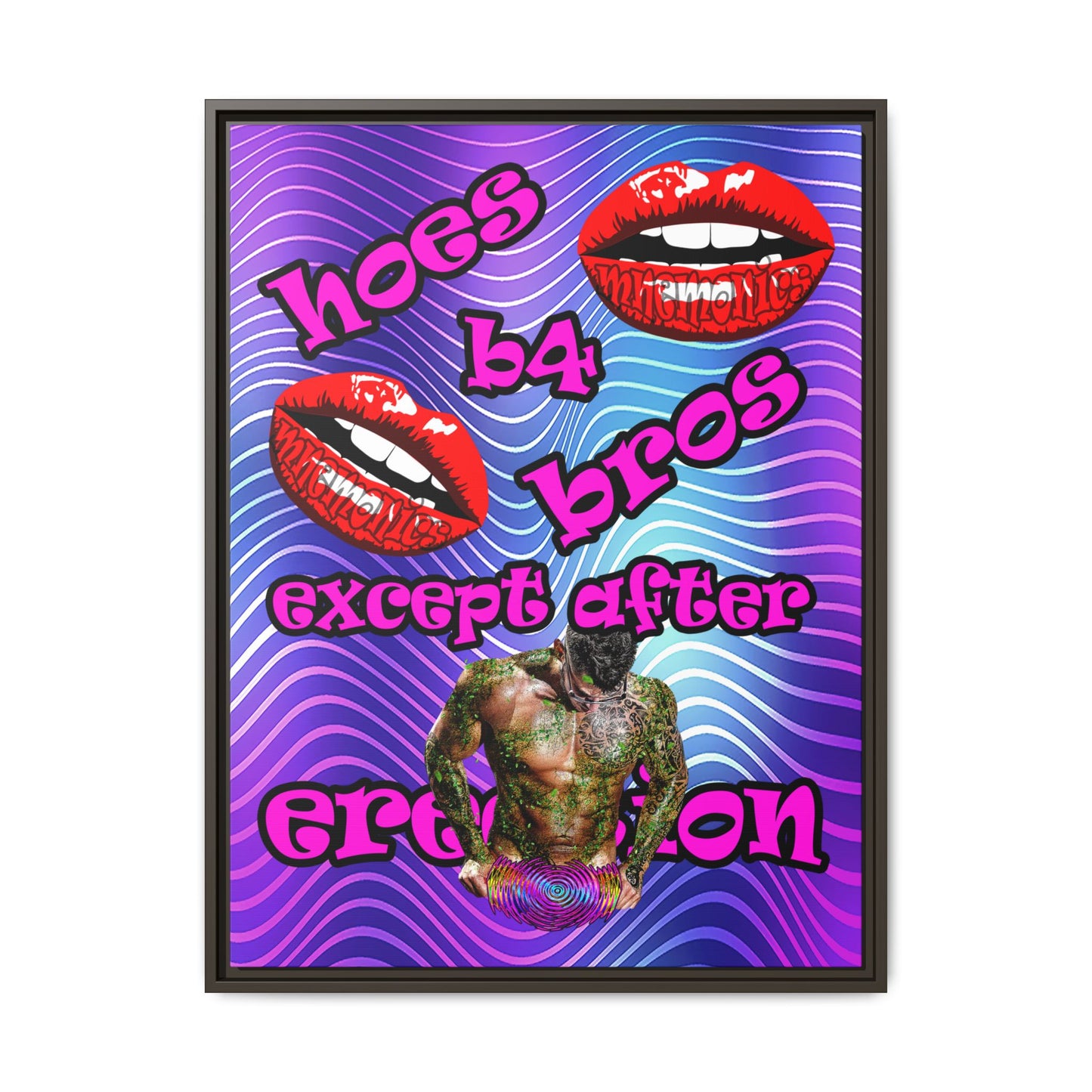 hoes b4 bros - framed canvas art (purple wave)