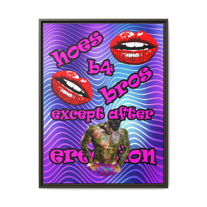 hoes b4 bros - framed canvas art (purple wave)