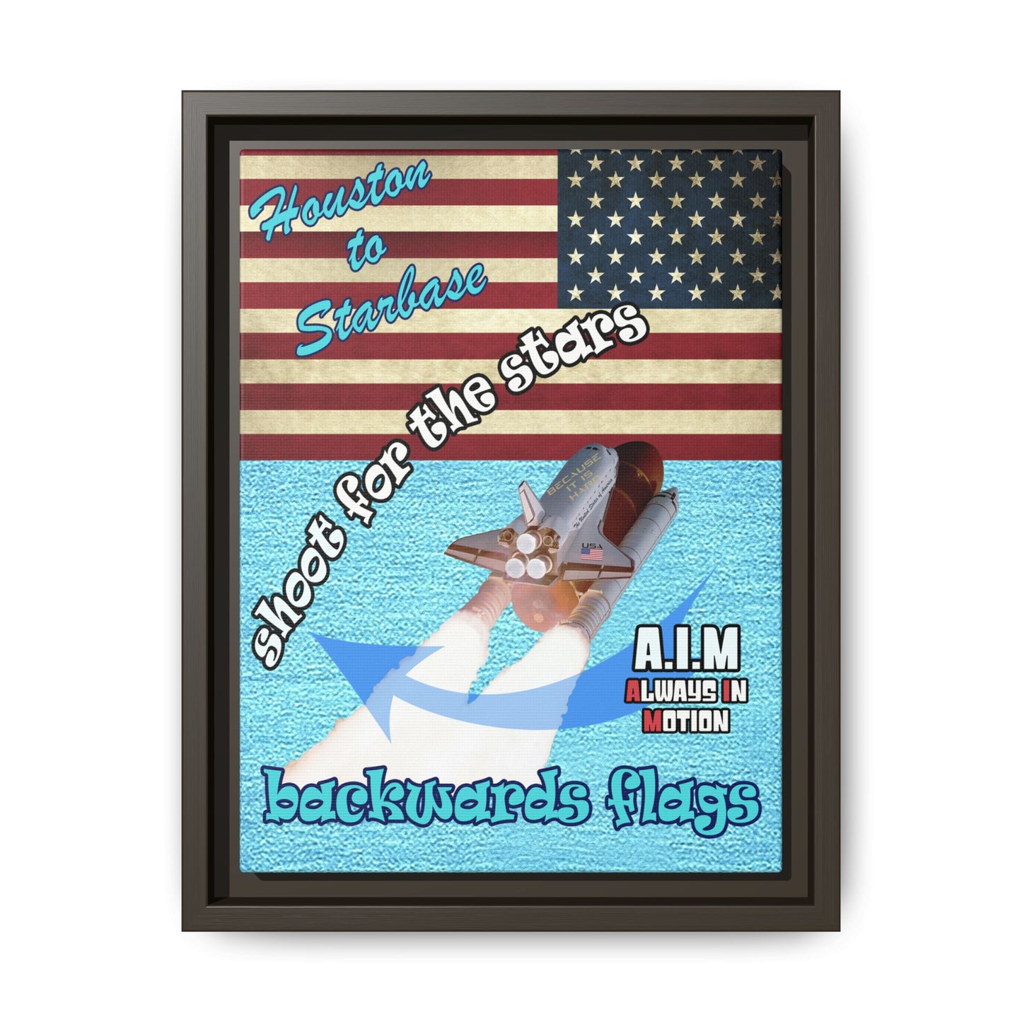 shoot for the stars - framed canvas art (faded blue)