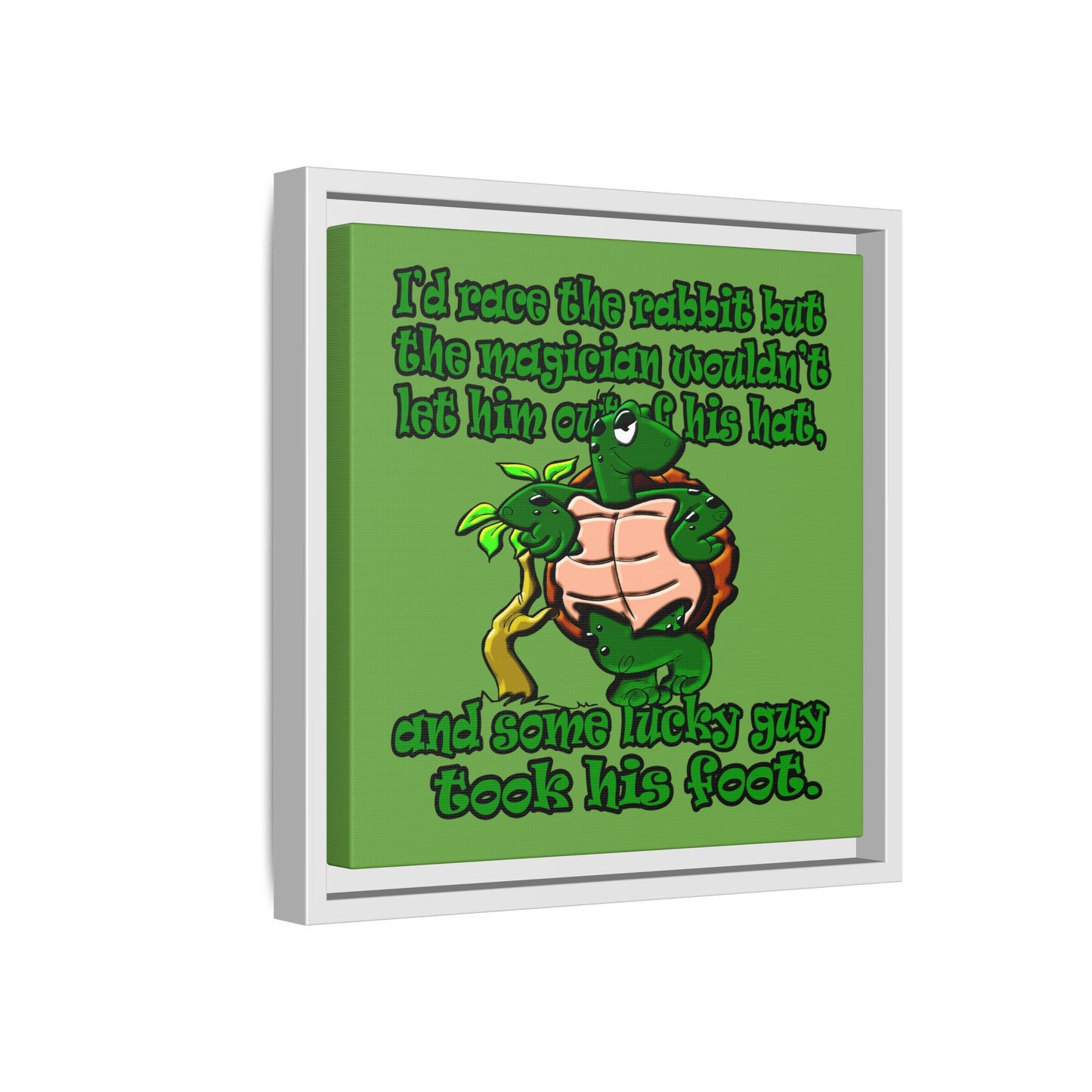 turtle race - framed canvas art (green)