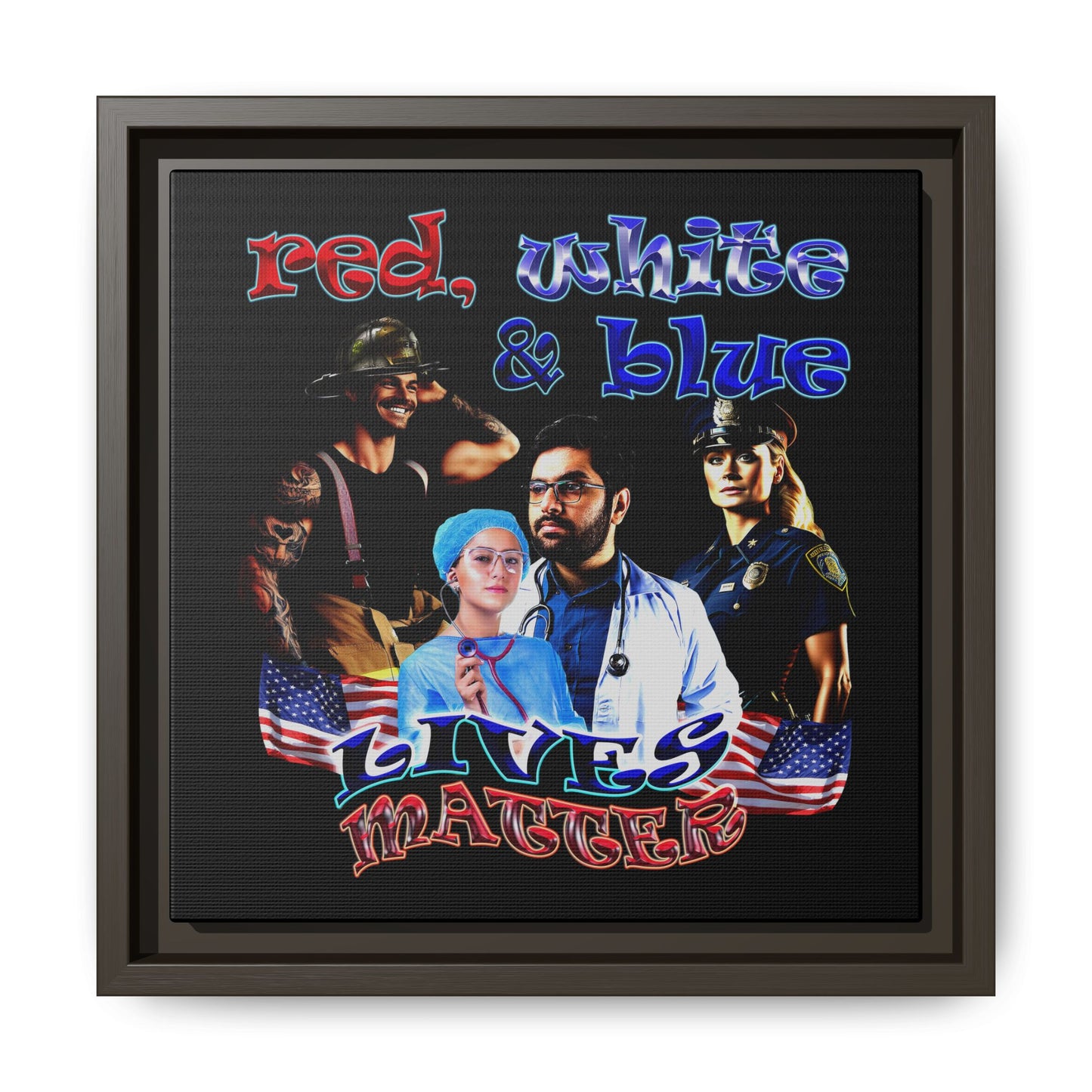rw&b lives matter - framed canvas art (black)