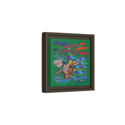 drop the beat - framed canvas art (dark green)