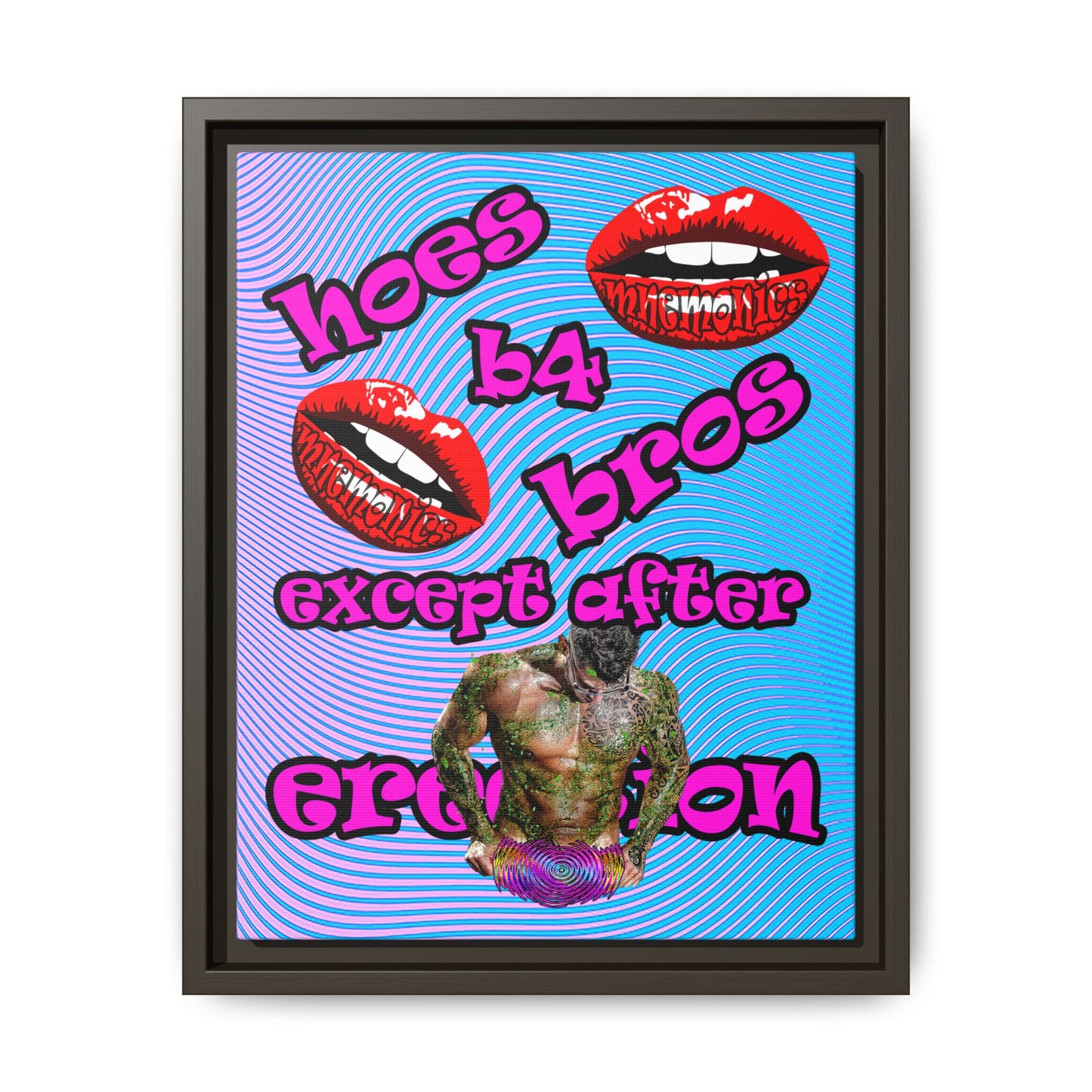 hoes b4 bros - framed canvas art (light blue-purple wave)