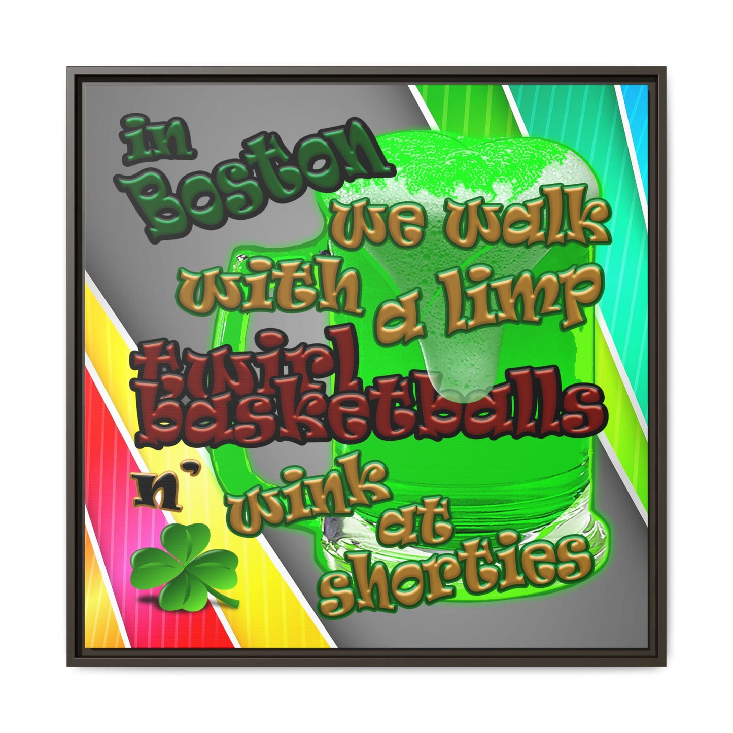 celtics logo - framed canvas art (rainbow split)