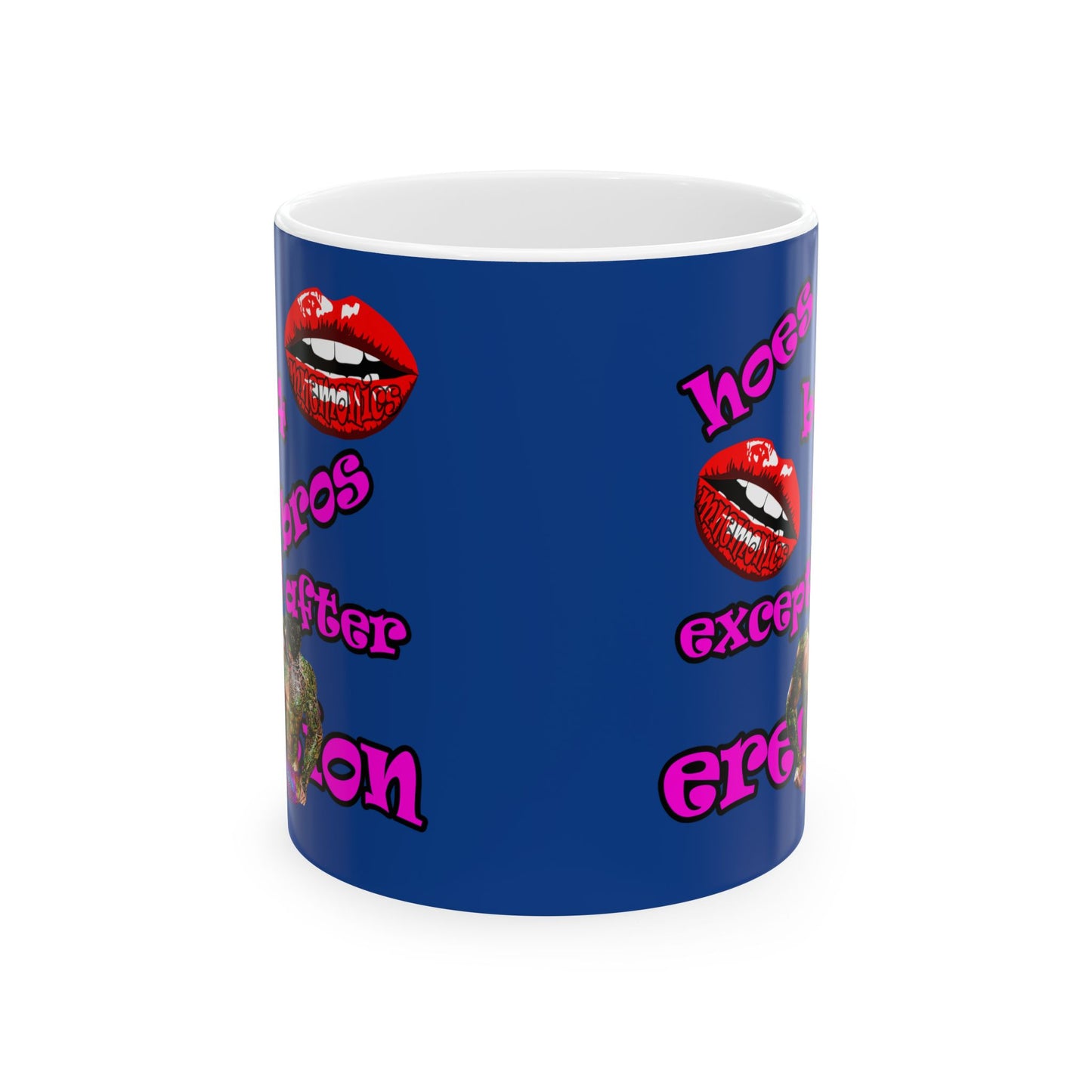 hoes b4 bros - White Mug (dark blue)