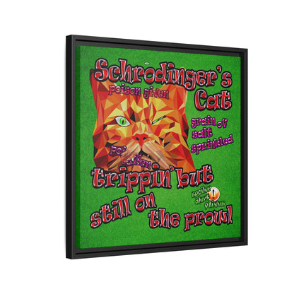 schrodinger's cat - framed canvas art (green turf)