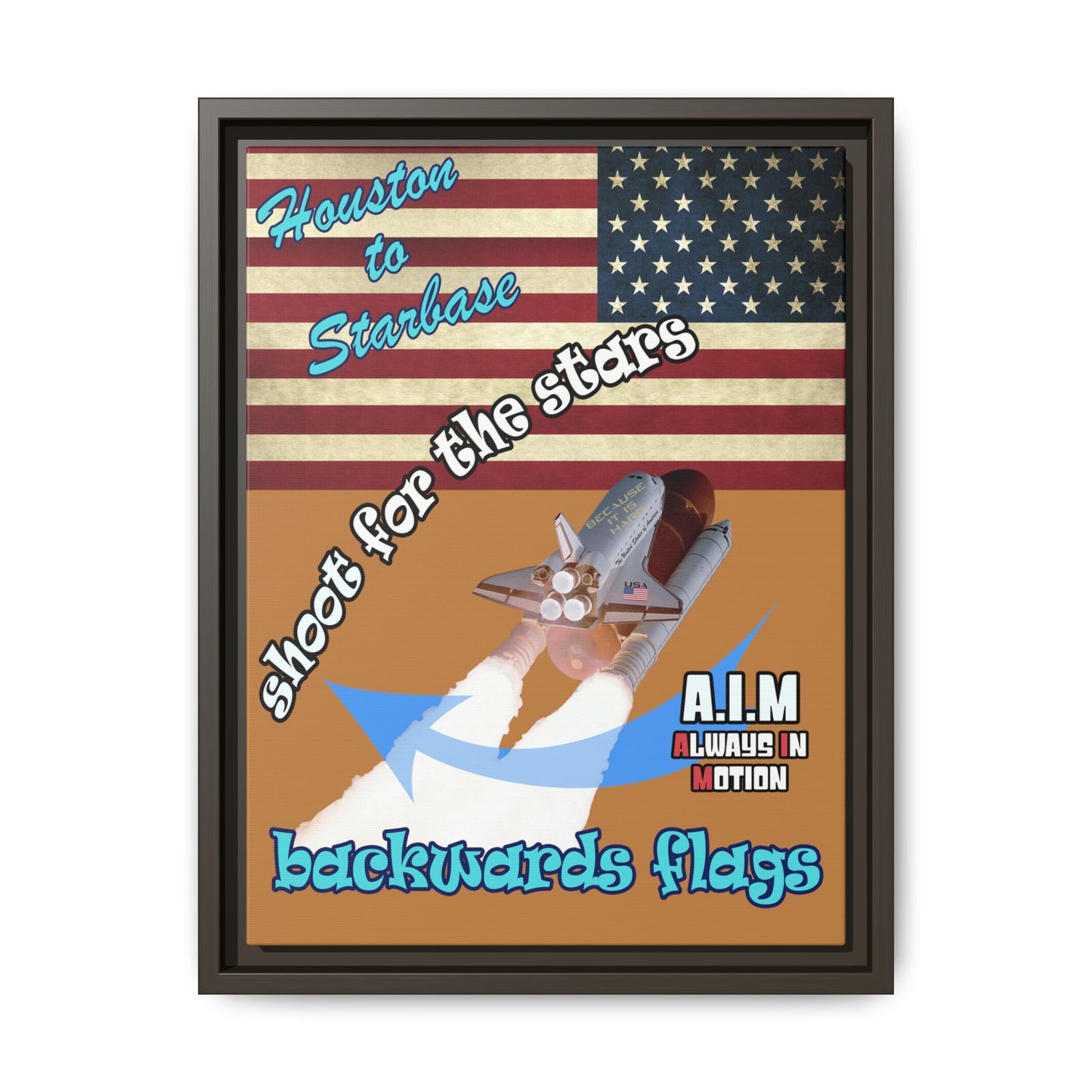 shoot for the stars - framed canvas art (light brown)