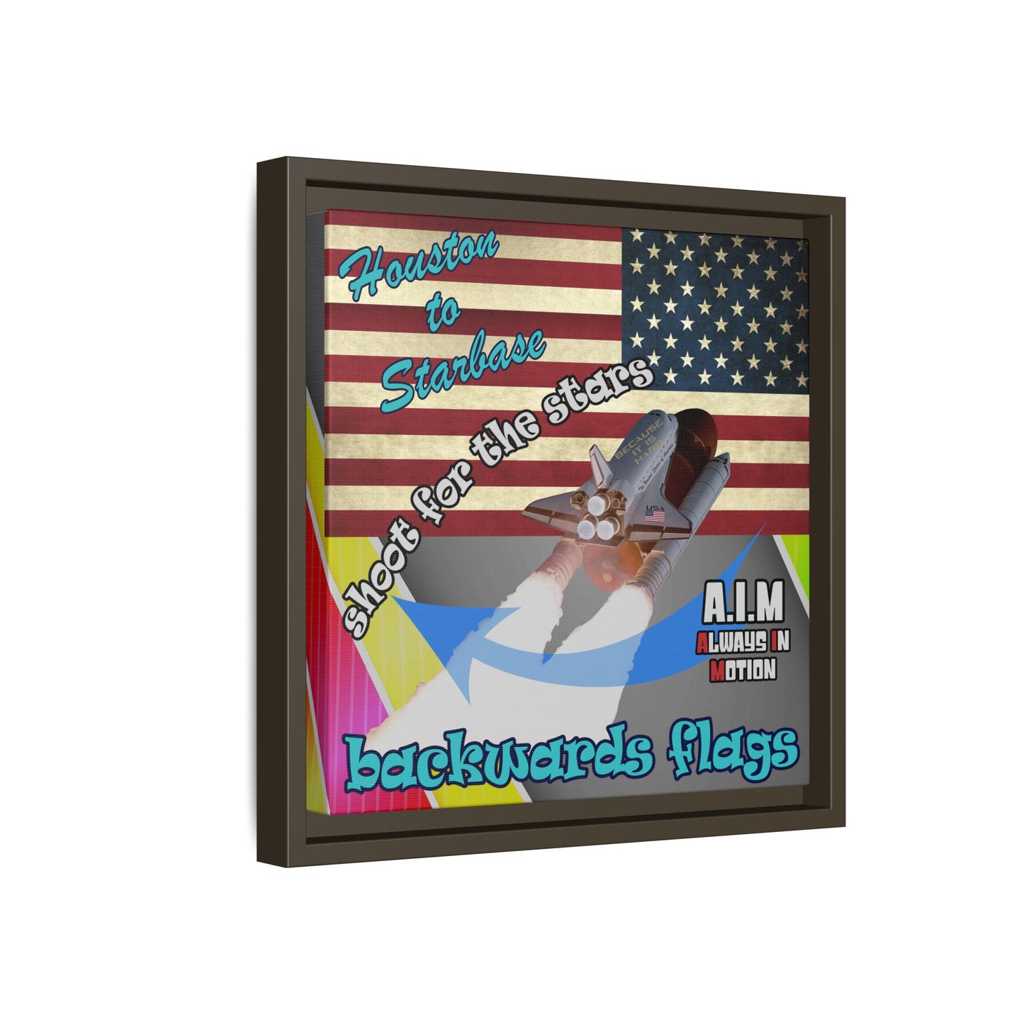shoot for the stars - framed canvas art (rainbow split)