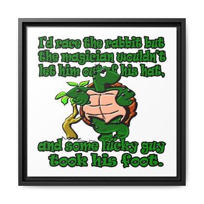 turtle race - framed canvas art (white)